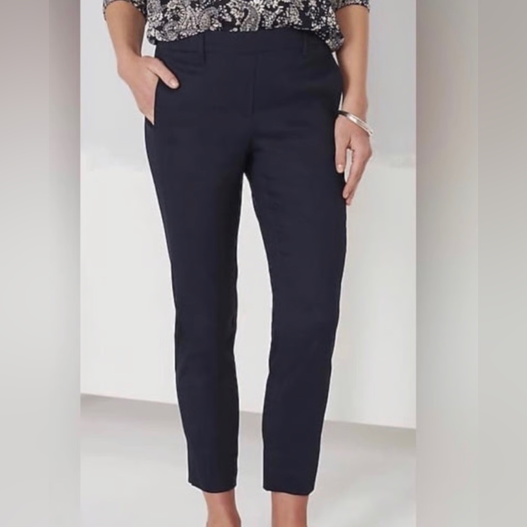 Nwt J. Jill L/Xl Navy Blue Relaxed Pull On Linen Blend Stretch Resortcore Pants